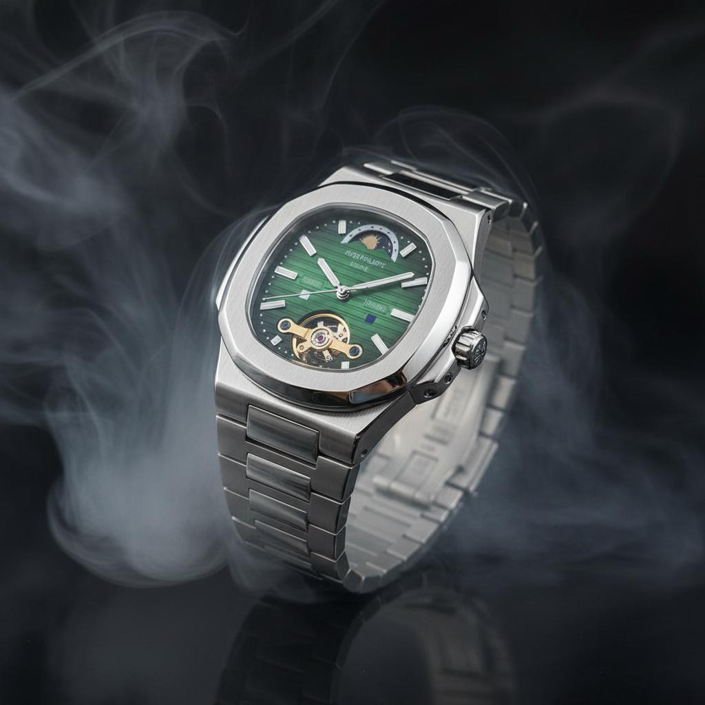 Patrick Maher Tourbillon Green Dial Stainless Steel Automatic Watch
