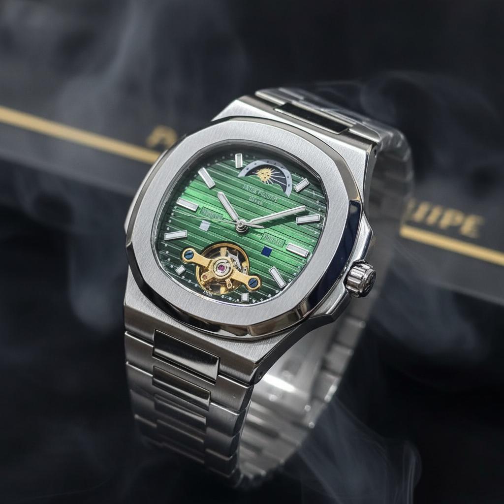 Patrick Maher Tourbillon Green Dial Stainless Steel Automatic Watch